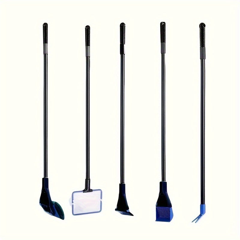 7-piece set for aquarium maintenance without battery, includes water changer, siphon hose, pump for sand washing and waste removal, and manual cleaning tool.