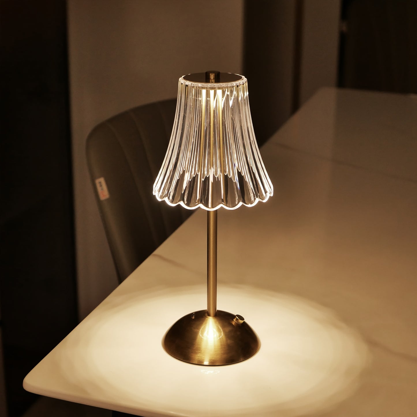 Contemporary LED Crystal Table Lamp with Touch Control, Tri-Tone Lighting, Wrought Iron Base, Rechargeable Battery - Ideal for Bedroom, Living Room, and Hotel Decor.