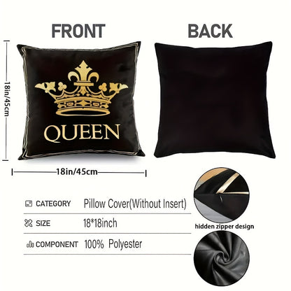 Luxury gold-plated decorative cushion cover with crown pattern in black and white hot stamping print for home sofa.