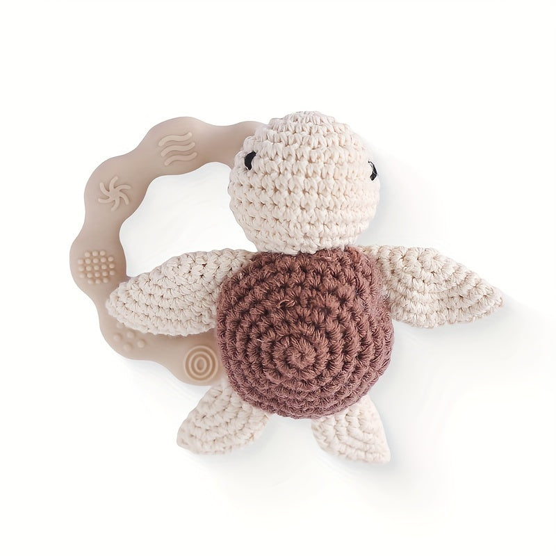 Lovely Hand-Crafted Sea Creature Rattle - Made with Soft Silicone, Vibrant Colors, Ideal for Kids' Early Development & Fun