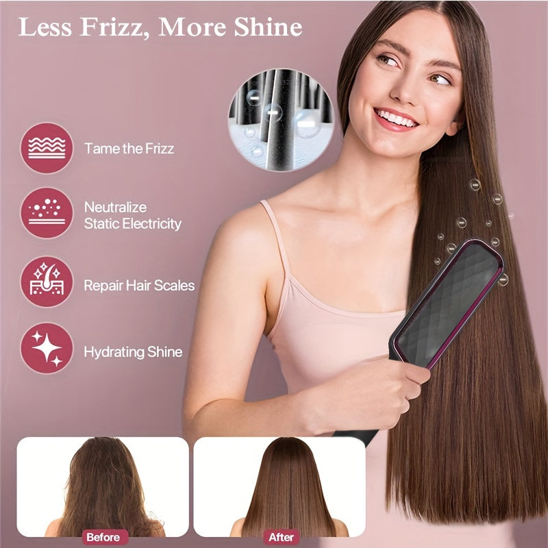 1pc Multifunctional Hair Straightener Comb with Negative Ion Technology, Type C Plug, Ideal Gift.