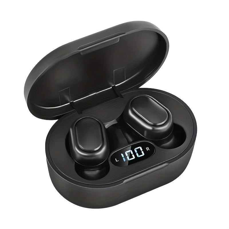 Instructions for charging wireless headset with USB case. Button control, long-lasting, comfortable in-ear earbuds compatible with mobile phones and computers. Ideal sports music gift.