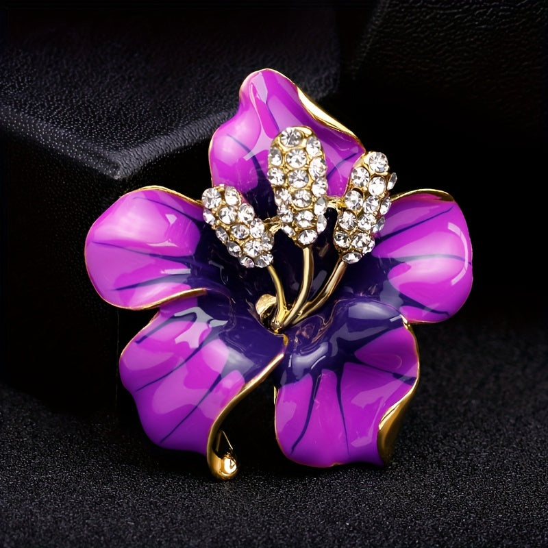 Stylish Flower Brooch Pins Made of High-Quality Alloy, Featuring a Unique Rose Design Adorned with Shimmering Rhinestones, Perfect for adding a touch of Glamour to Bridal and Wedding Attire