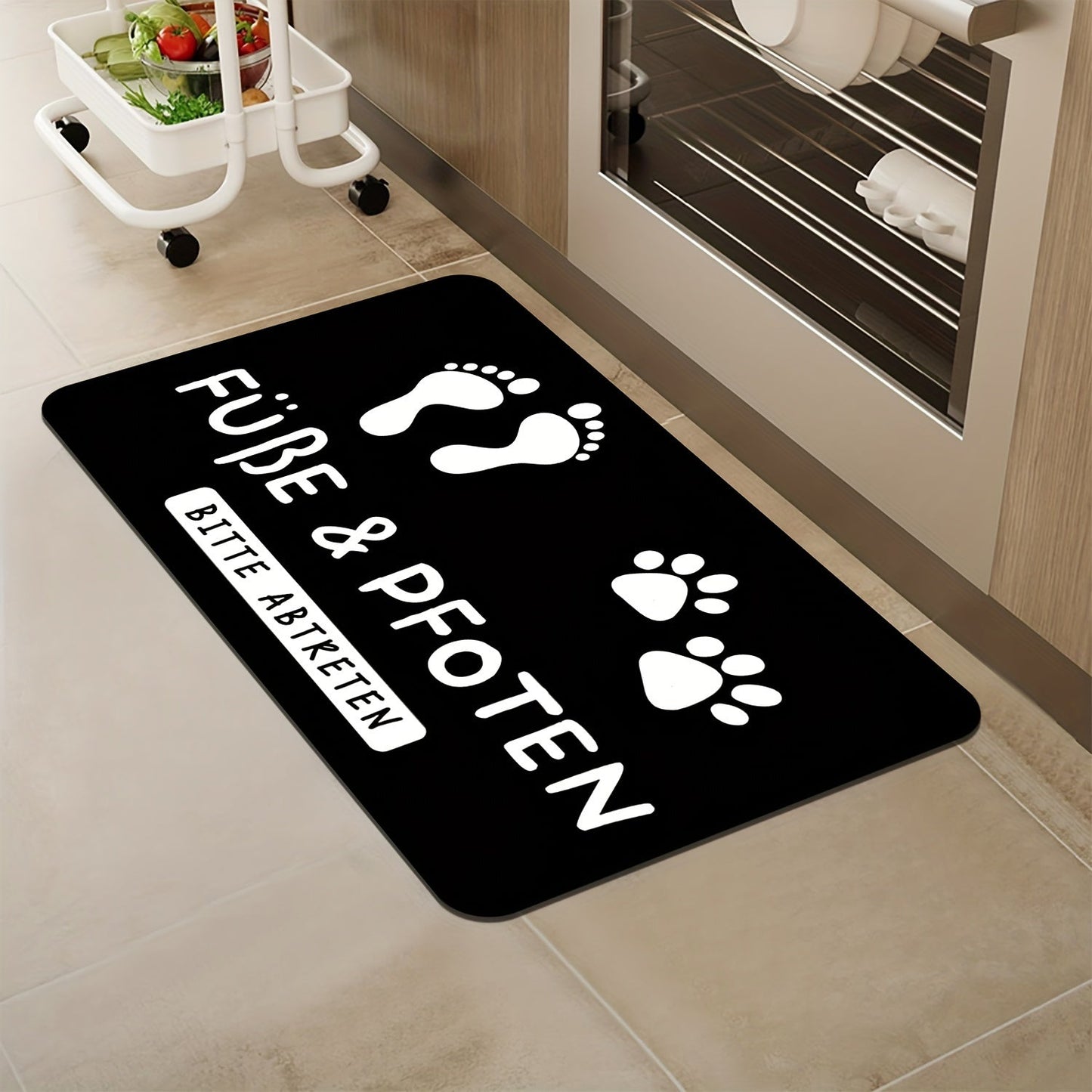 Versatile Indoor/Outdoor Welcome Mat Featuring Cute Paw Prints - Machine Washable, Fade-Resistant Rug for Living Room, Bedroom, Bathroom, Kitchen, Office - Comfortable Non-Slip Design