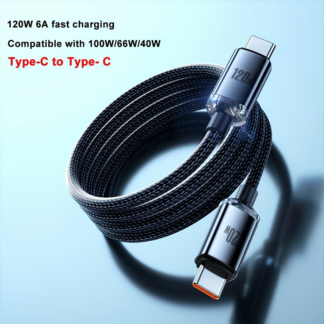 Fast charging USB C cable for Samsung, Xiaomi, Redmi, Huawei, Android, OPPO, MacBook Pro, and iPad Pro.