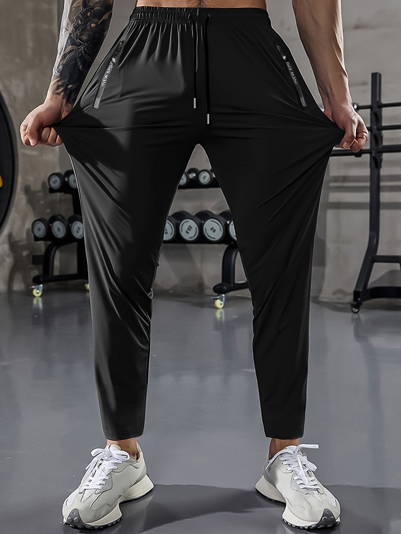 Men's Summer Joggers with high-elasticity fabric, drawstring waist, and zippered pockets - perfect for daily wear, outdoor jogging, and gym sessions.