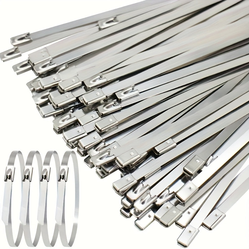 Black metal cable tie roll made of 304 stainless steel, suitable for all sizes.