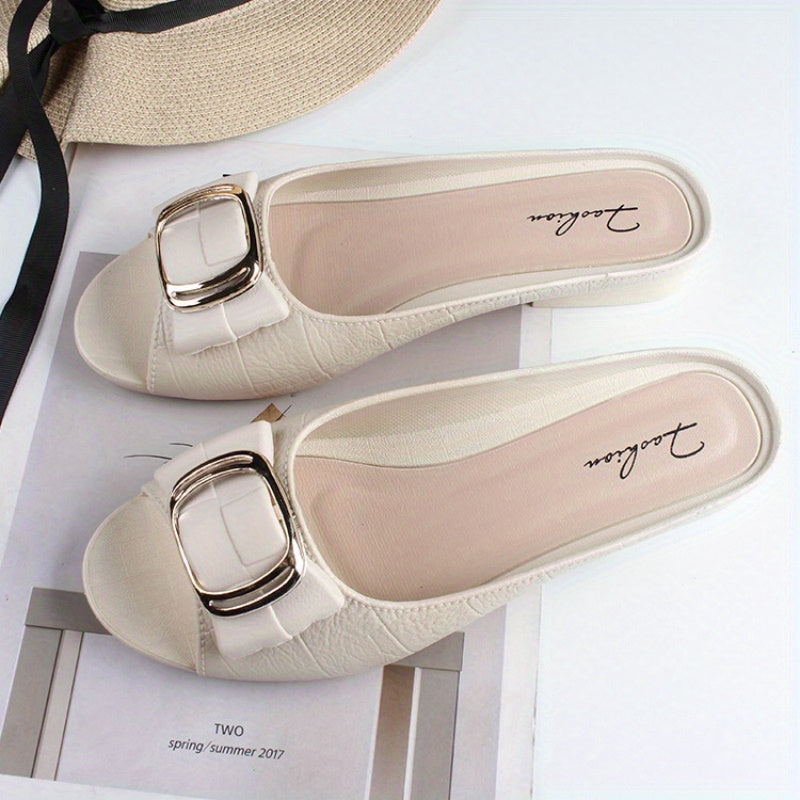 Women's stylish PVC slide sandals, summer open toe shoes with soft sole.