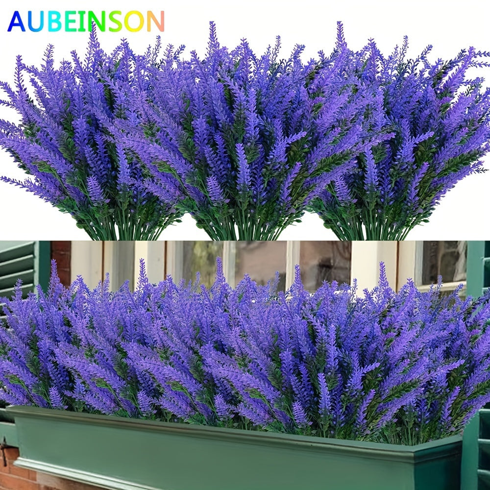 8 bundles of UV-resistant artificial lavender flowers for outdoor decoration by AUBEINSON.