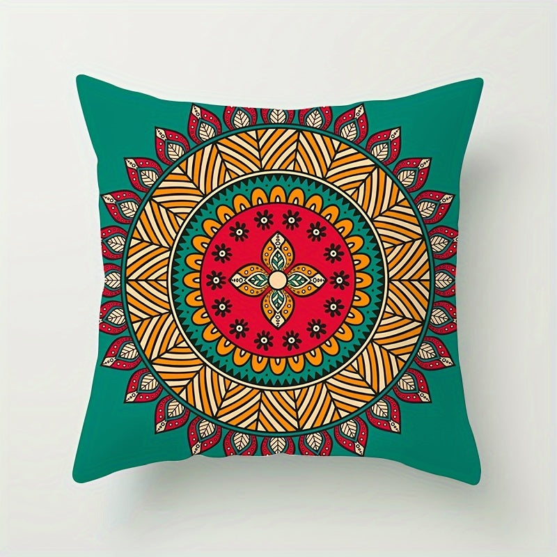 Bohemian Ethnic Style Pillowcases, featuring a vibrant Boho Mandala pattern. Add a touch of bohemian flair to your living room, bedroom, or sofa with these throw pillow covers. Each measures 43.99 X 43.99 cm and does not include a pillow insert. Great