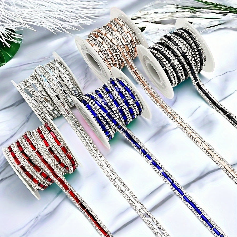 Decorate in style with this versatile Self-Adhesive Rhinestone Trim Strip! Measuring 0.7cm wide, this crystal ribbon applique is perfect for adding a touch of glamour to your DIY fashion projects, shoes, car decor, and festive embellishments.