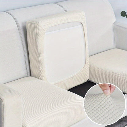 Removable and washable elastic sofa cushion cover, single piece, in a solid color to protect against dust.