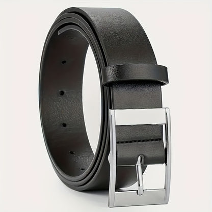 Men's simple and retro PU leather belt with smooth buckle for daily wear