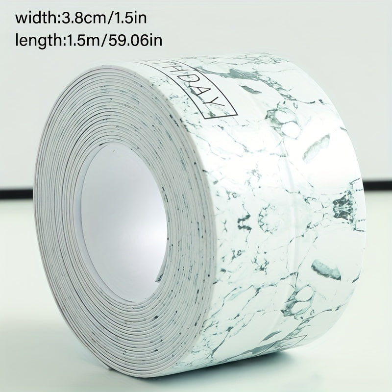 Waterproof white caulk tape for bath & kitchen - self-adhesive PVC sealant strip, ideal for bathtubs, toilets & countertops, creates durable water barrier.