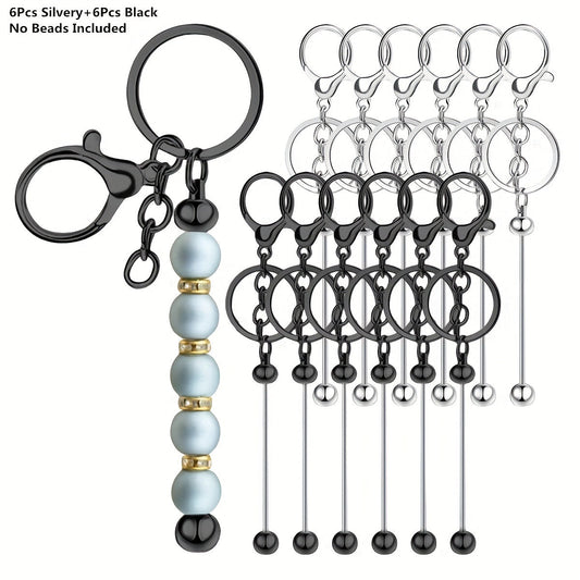 12 Elegant Golden Pearl Keychain Rods Set for DIY Crafts, featuring Pendant Hanging Chain for Men and Women; Perfect Valentine's Day Gifts