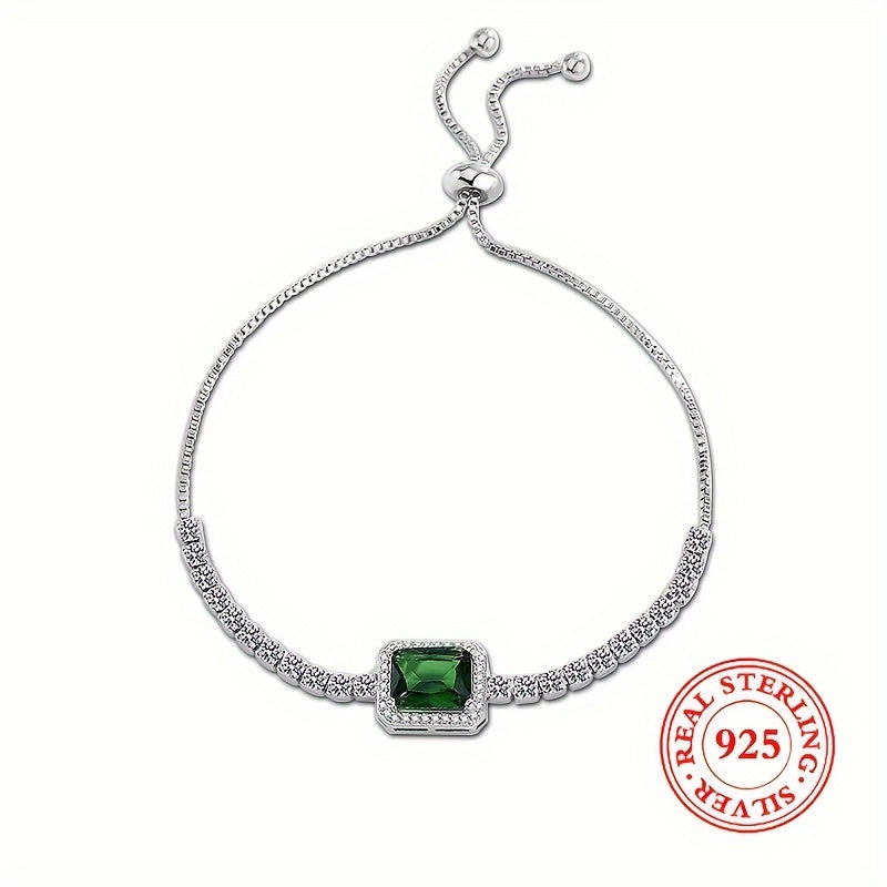 An elegant and luxurious women's bracelet featuring dazzling green Zirconia stones, crafted in adjustable 925 silver weighing just 4.3g. Perfect for daily wear, special occasions, and gifting, especially for Middle Eastern events.