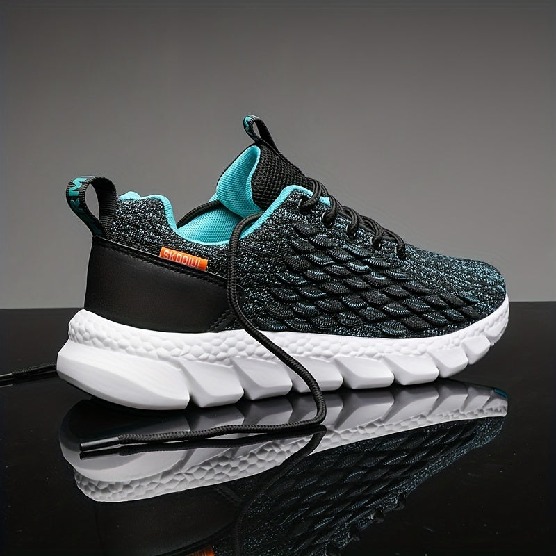 Breathable lace-up sneakers with shock-absorbing feature for men's running.