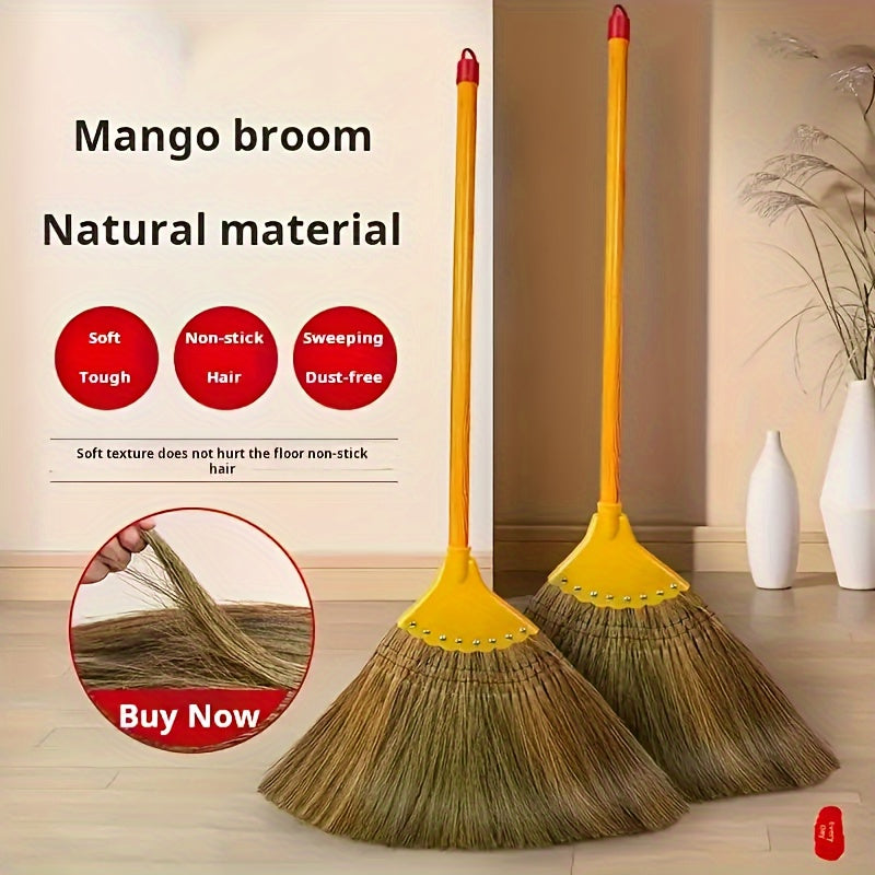 Hand-woven mango broom, anti-static, ideal for hard floors in living room, bedroom, kitchen, courtyard, and cleaning floors.