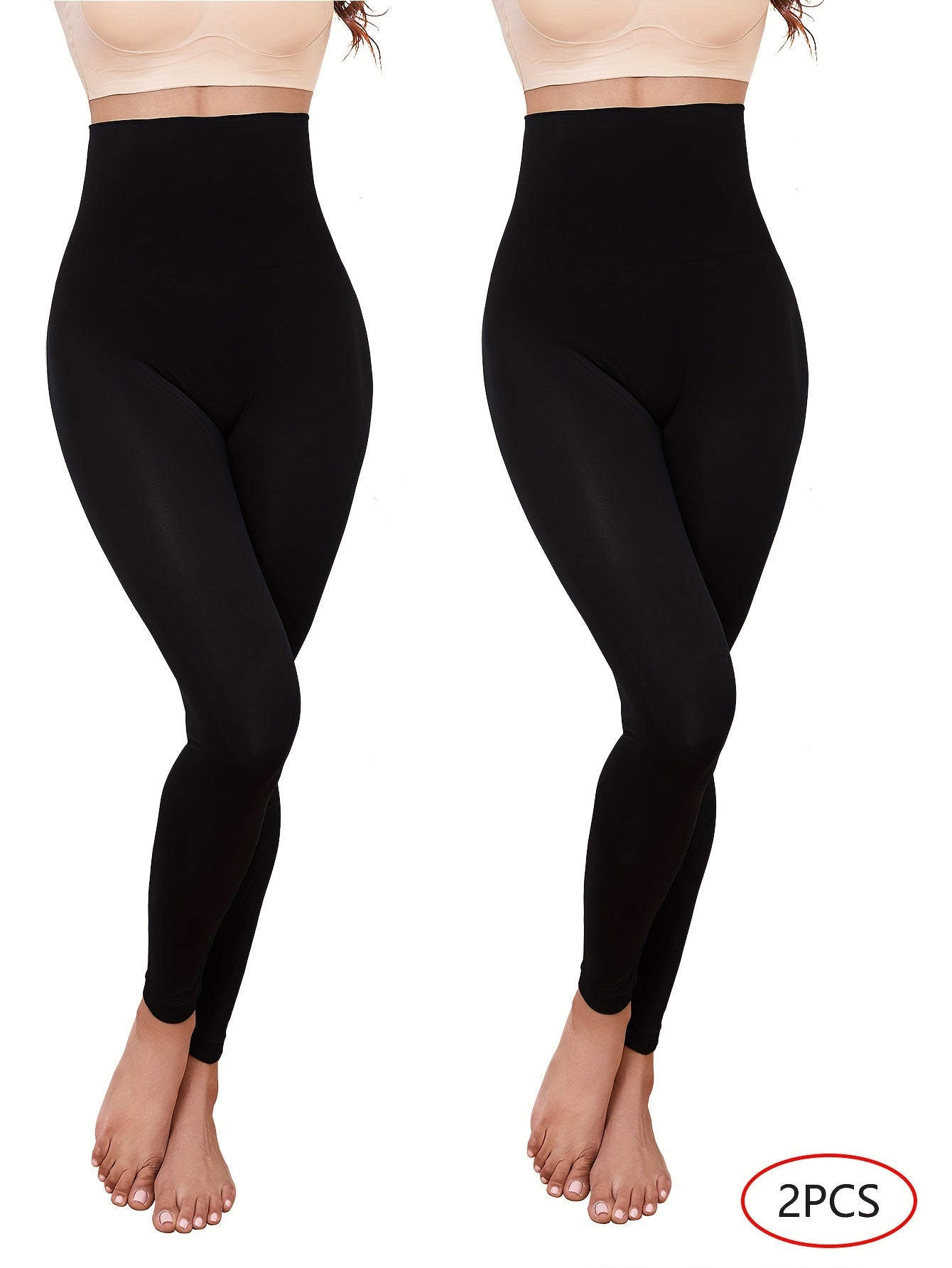 High-waist tummy control shaping leggings for women, seamless nylon yoga pants in black. High support, elegant design, perfect for autumn/winter. Versatile and snug fit fabric.