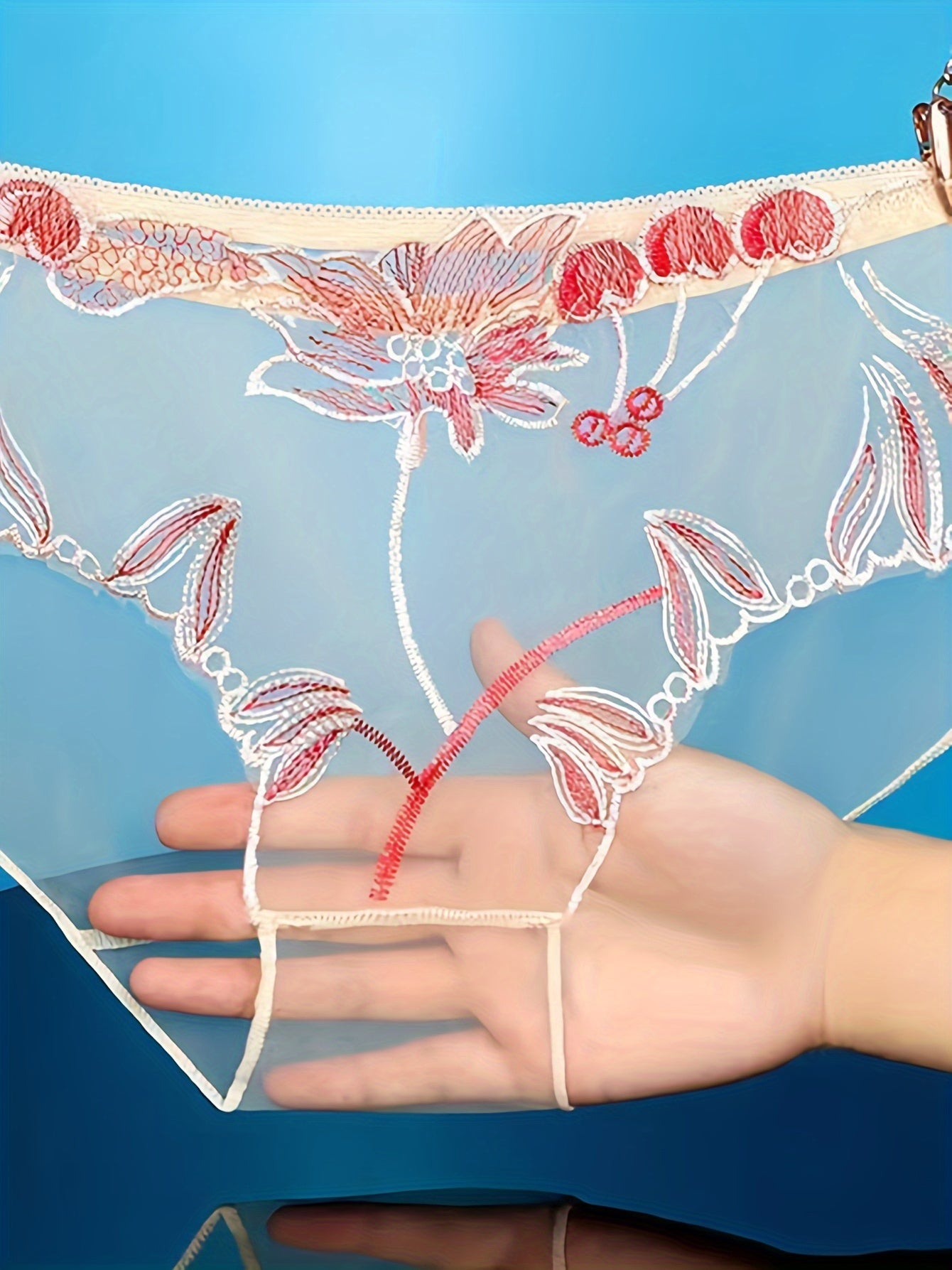 4 Floral Embroidery Mesh Panties: Sexy Women's Lingerie & Underwear