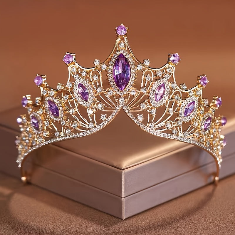 Baroque Style Crown Princess Birthday Crown Wedding Dress Hair Accessories - Crystal, Korean Style - Perfect for an 18th Birthday or Wedding.