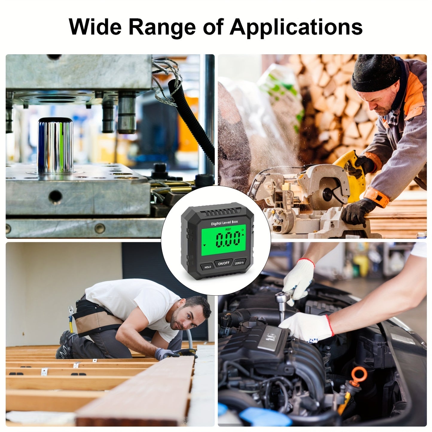 1pc Digital Protractor with LCD Backlight, Magnetic Base, and Mini Inclinometer.