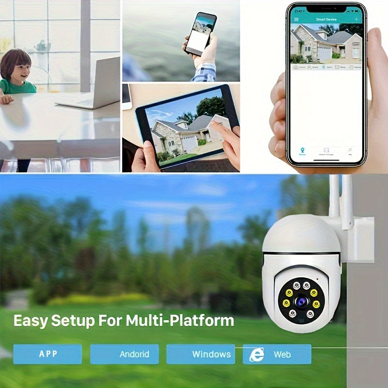 White high-definition WIFI monitoring camera with 355-degree intercom feature for high-definition home security. This remote camera has high-definition night vision capabilities and is suitable for both indoor and outdoor use (excluding rain and domestic