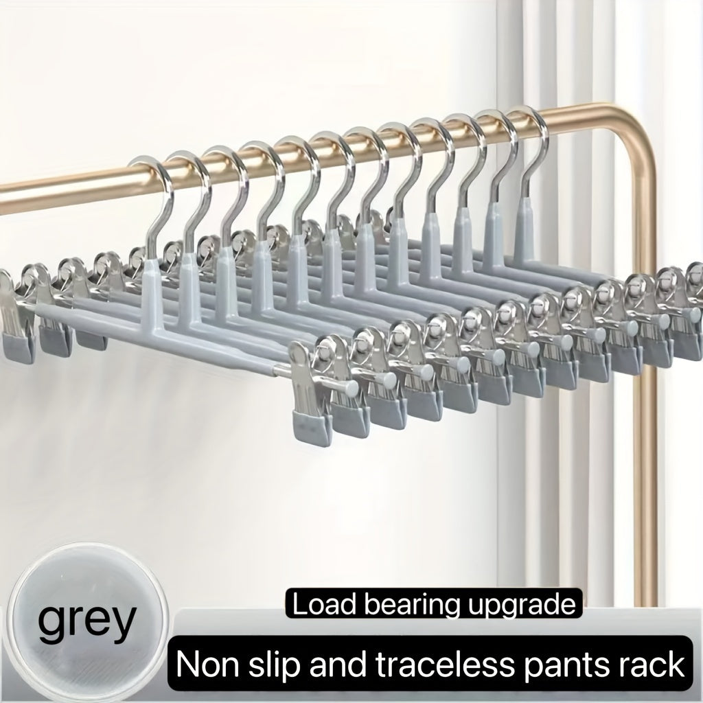 10 Premium Stainless Steel Pants Hangers with Adjustable Clips - No-Slip, Heavy-Duty Racks for Retail Display and Home Use