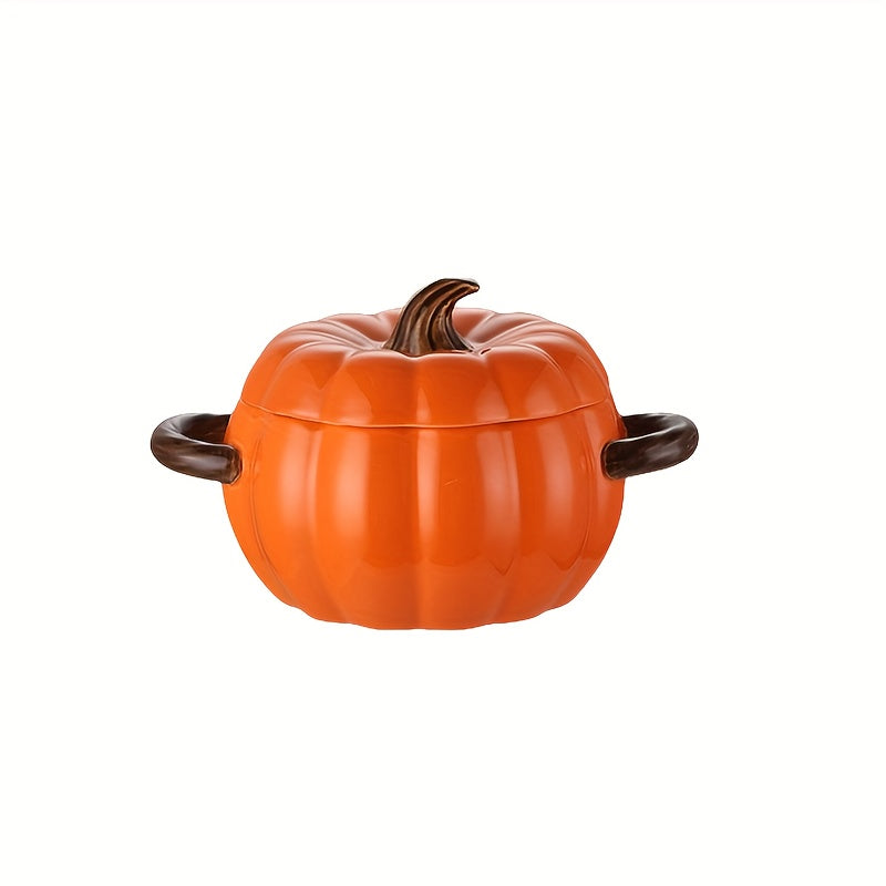 Get into the festive spirit with this spacious ceramic soup pot designed in the shape of a large pumpkin. Complete with a lid and dual-handles, this pot is dishwasher safe and perfect for cooking up your favorite stews and salads. It makes an ideal gift