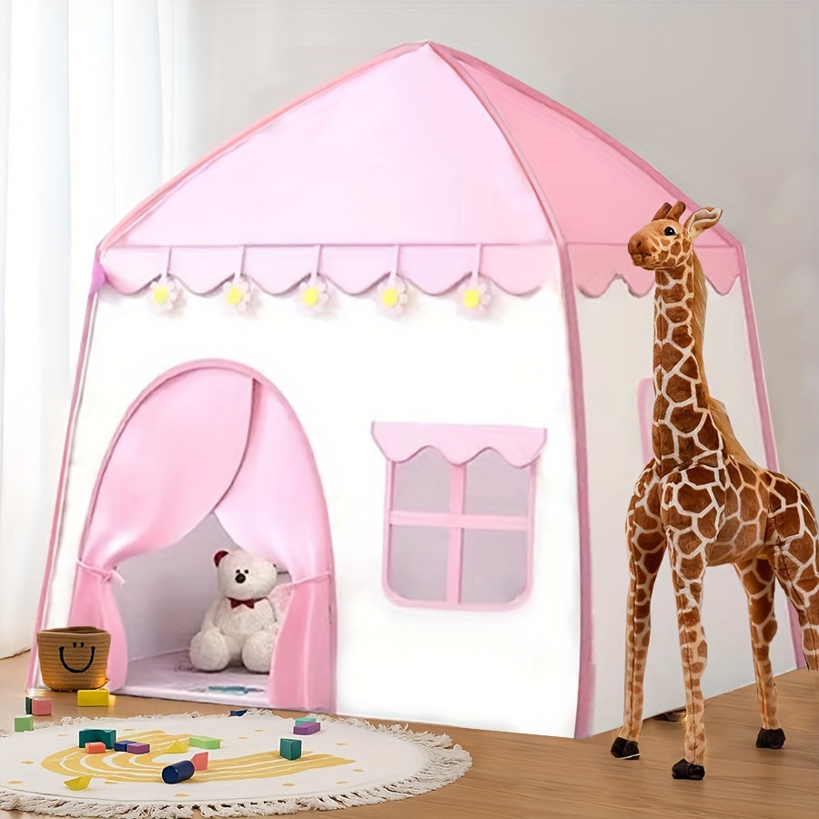 Pink flower-themed Princess Tent, a perfect gift for birthdays and holidays, suitable for both boys and girls.