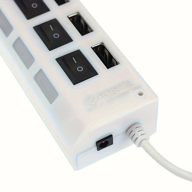 VVIA 4/7-Port USB 2.0 Hub with Independent Switch, Compatible with Tablets, 5V Power Mode, LED Indicators for PC