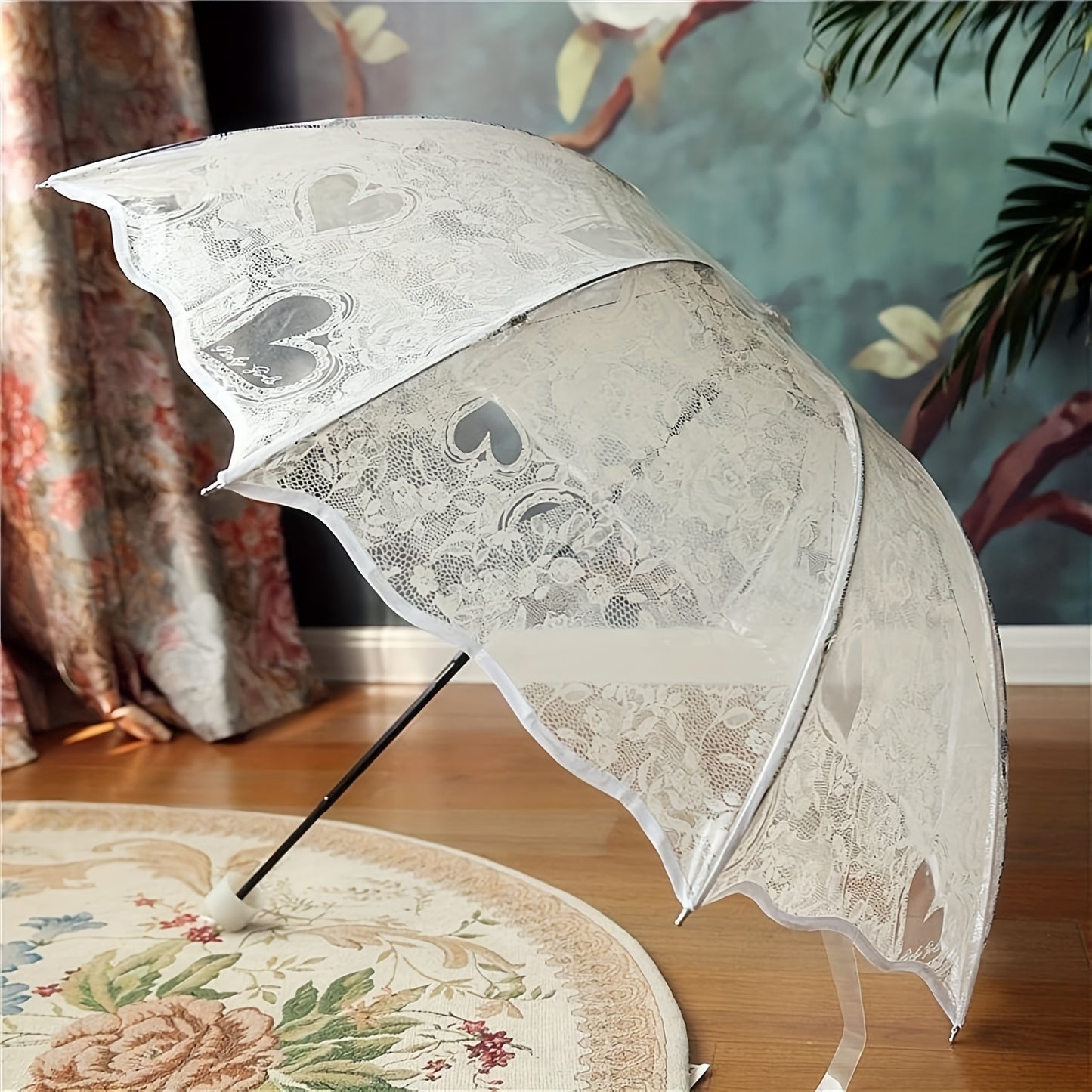 Transparent PVC Tri-fold Butterfly Rose Umbrella