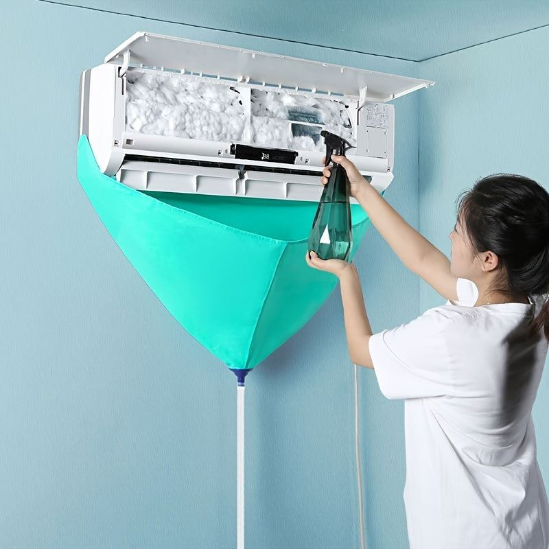 No electricity needed for the 95cm/37.4inch Reusable Plastic Air Conditioner Cleaning Bag with Drainage Tube