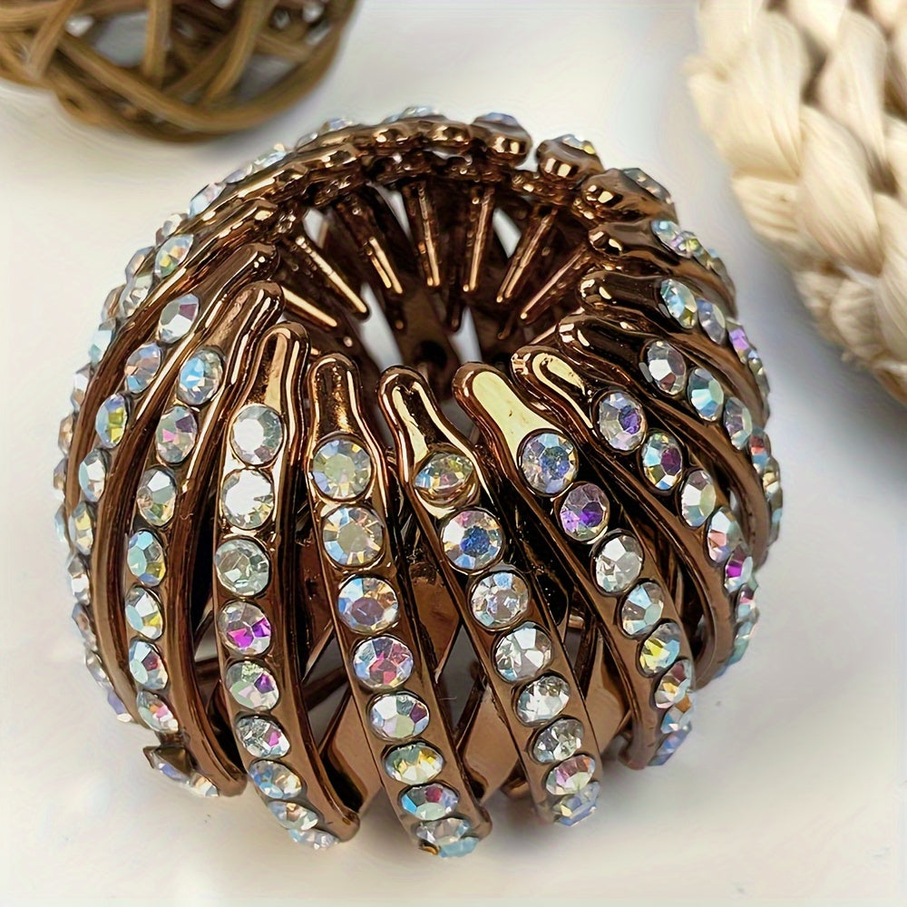 Stylish Bird Nest Hair Clip - Shiny Rhinestone Ponytail Holder with Secure Grip, Long-lasting Hold for Women and Girls - Trendy Hair Accessory