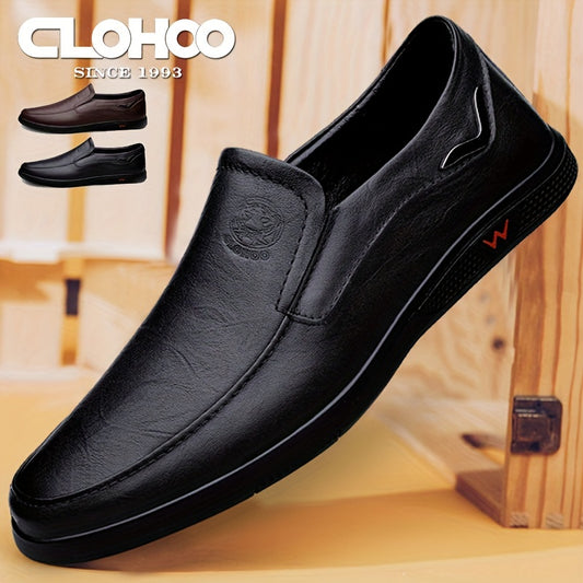 CLOHOO Two-Layer Cowhide Men's Casual Leather Loafers