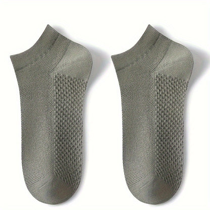 5 breathable mesh ankle socks for men, odor-resistant and sweat-wicking. Suitable for casual and business wear, in plus size.