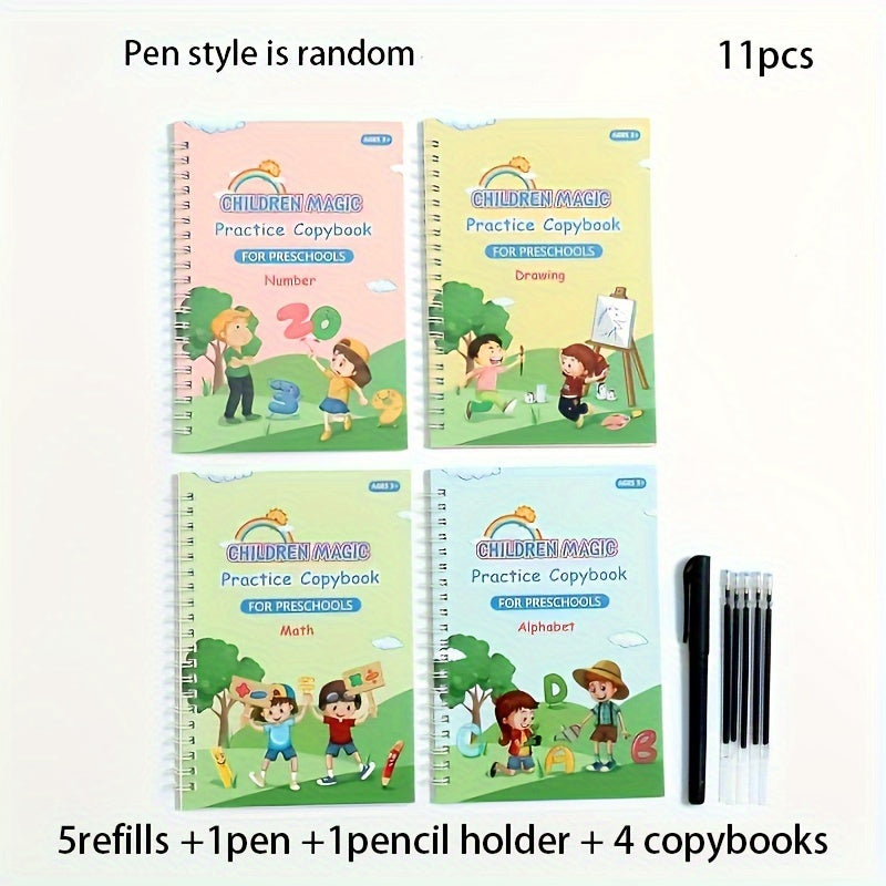 Kids' Magic Word Copybook Set with Pen and Refills - Preschool Education Workbooks