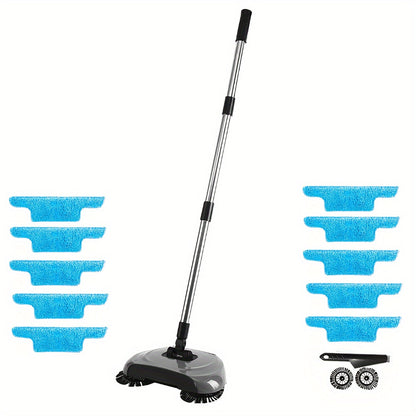 1 set of a versatile hand push sweeper that functions as a vacuum cleaner and sweeping and mopping machine. Perfect for removing garbage, pet hair, and dust, it can be used for both dry and wet cleaning on hardwood and ceramic tiles. This multifunctional