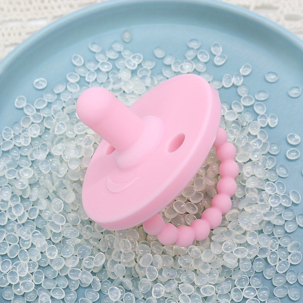 Soft silicone pacifier for newborns with cute round shape, designed to soothe and teethe. Suitable for both boys and girls.