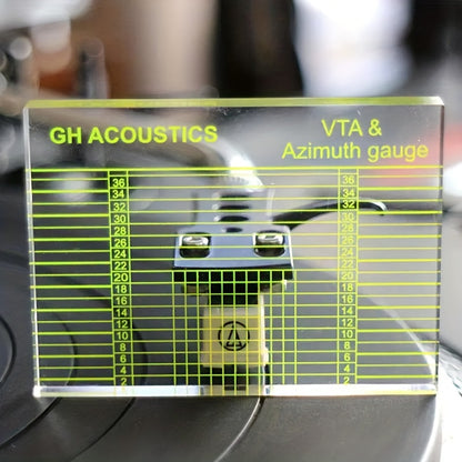 FF Bonfires Acrylic VTA & Azimuth Adjustment Ruler for Vinyl Record Player, a transparent measurement tool for phono tonearm alignment.