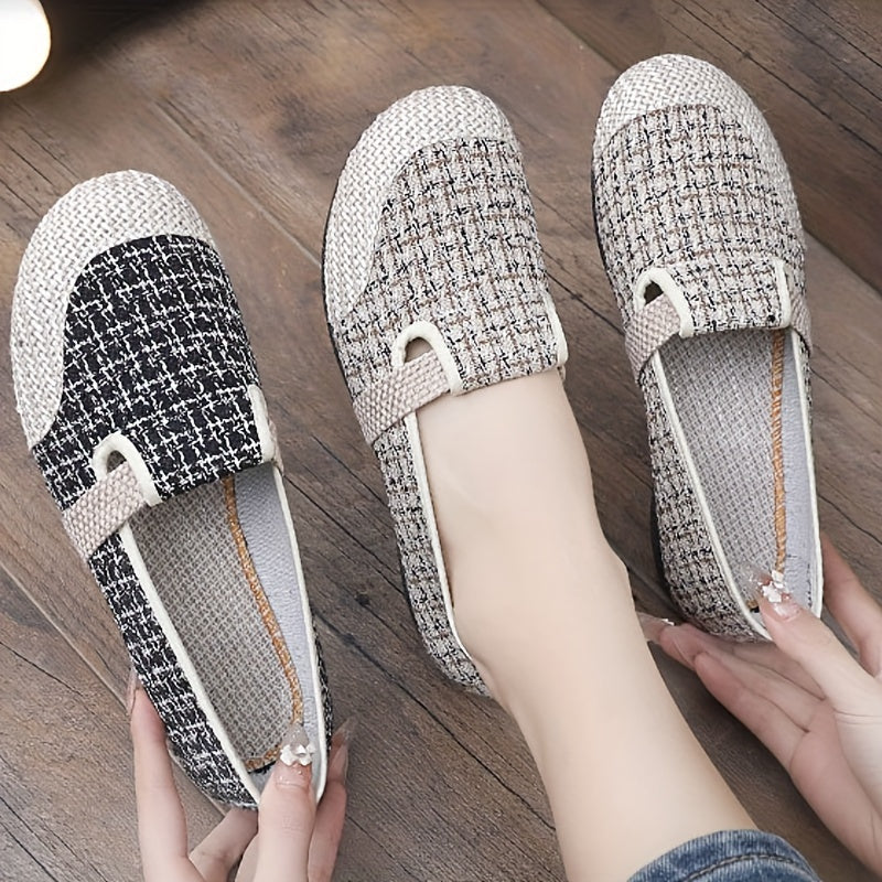 Stylish slip-on sneakers with soft insole, geometric pattern, ideal for everyday and outdoor wear.