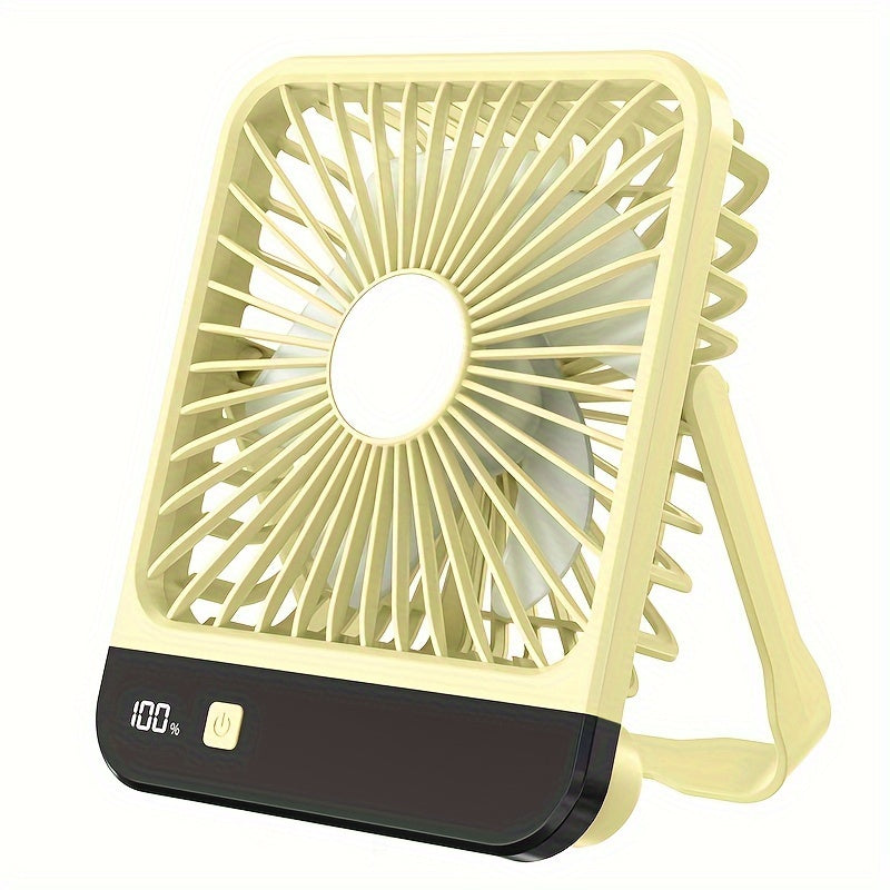 GOARD introduces a portable USB desk fan with mirror, measuring 16.51cm. This fan is designed to be flexible and features a 180° foldable design, 5-speed settings, and a high-capacity 1800mAh battery. Perfect for makeup application and use in the home