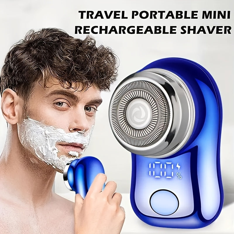 Compact, portable men's electric shaver with USB rechargeable, long-lasting battery and fast charge. Residue-free and perfect gift for him.