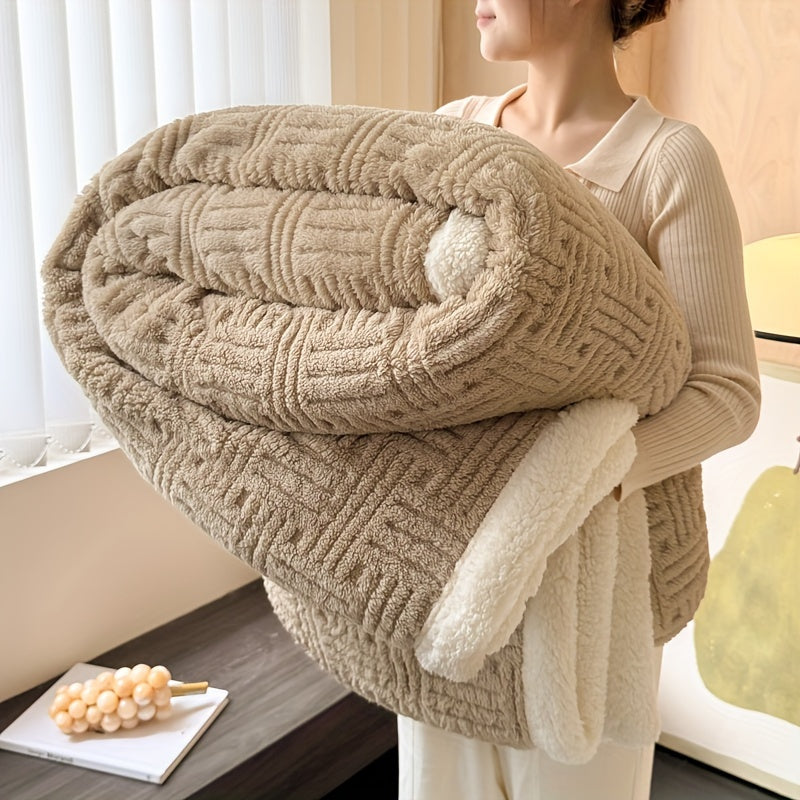 Luxurious Rabbit Velvet Pull Rod Single Layer Blanket Cover for Office or Sofa. Can be used as an Air Conditioner Blanket, Quilt, Nap Blanket, or Sofa Blanket in Winter. Suitable for all seasons.