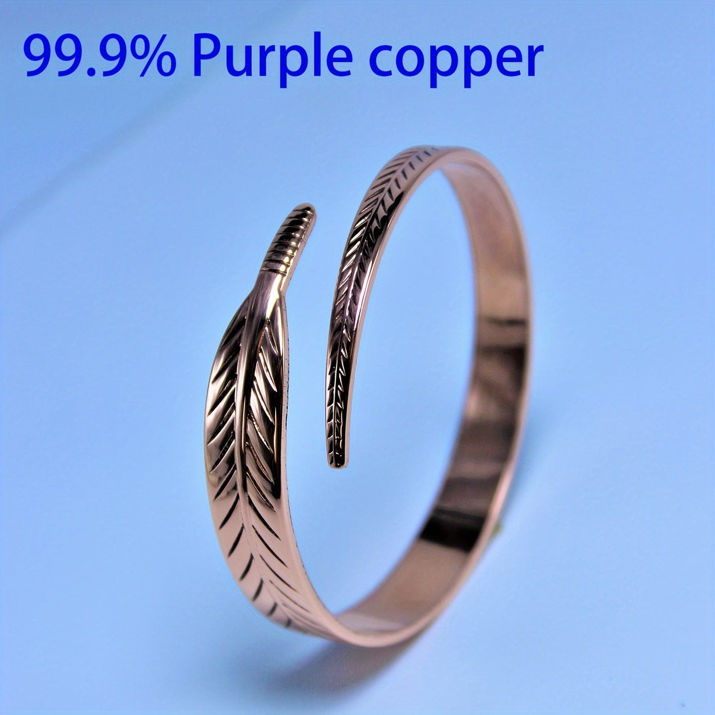 Stylish Copper Bangle adorned with Delicate Feathers, Ideal for Daily Wear and Gift-giving, Versatile for any Occasion