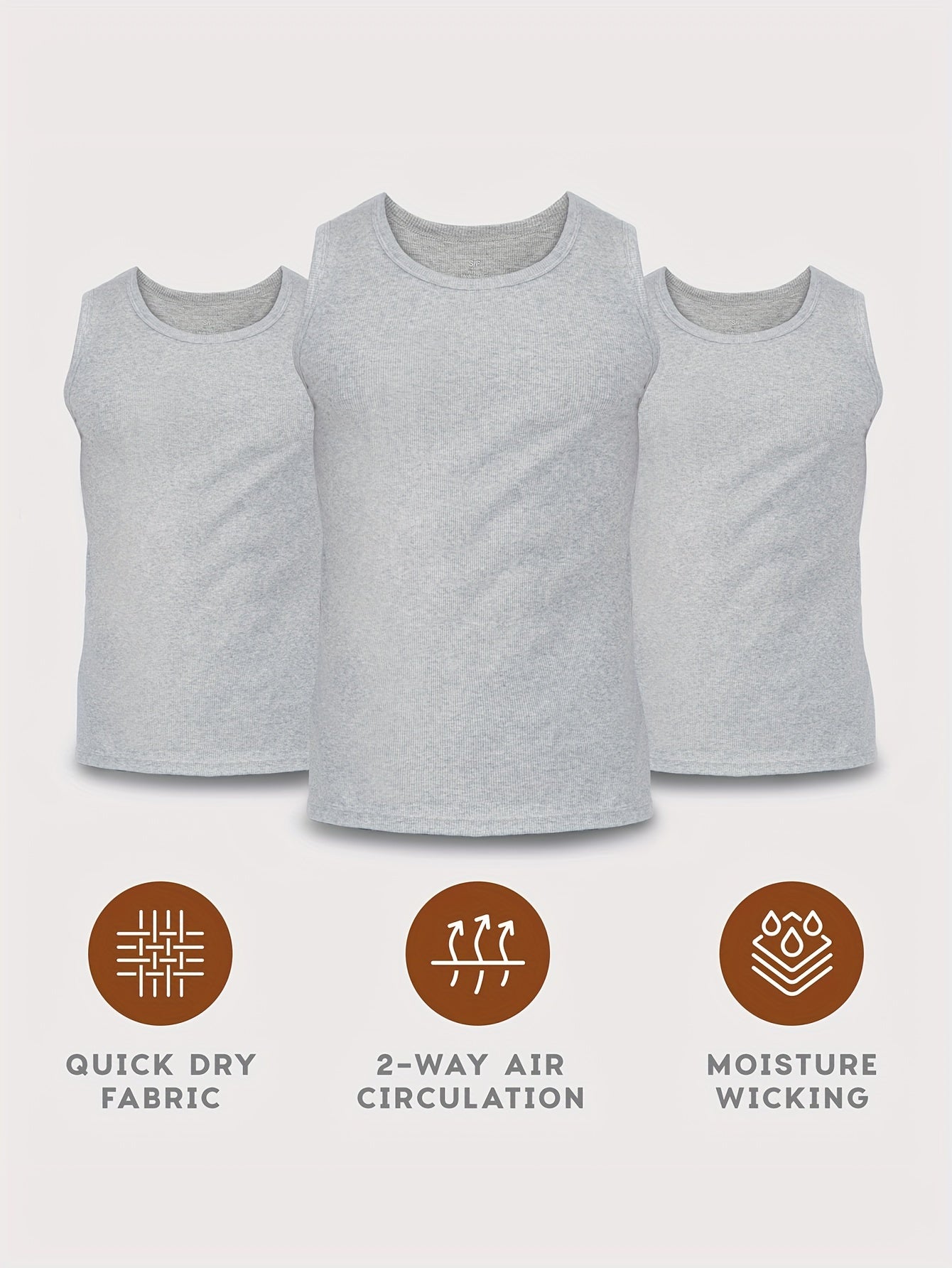 3 pieces of men's cotton tank vests for sports, comfortable clothing