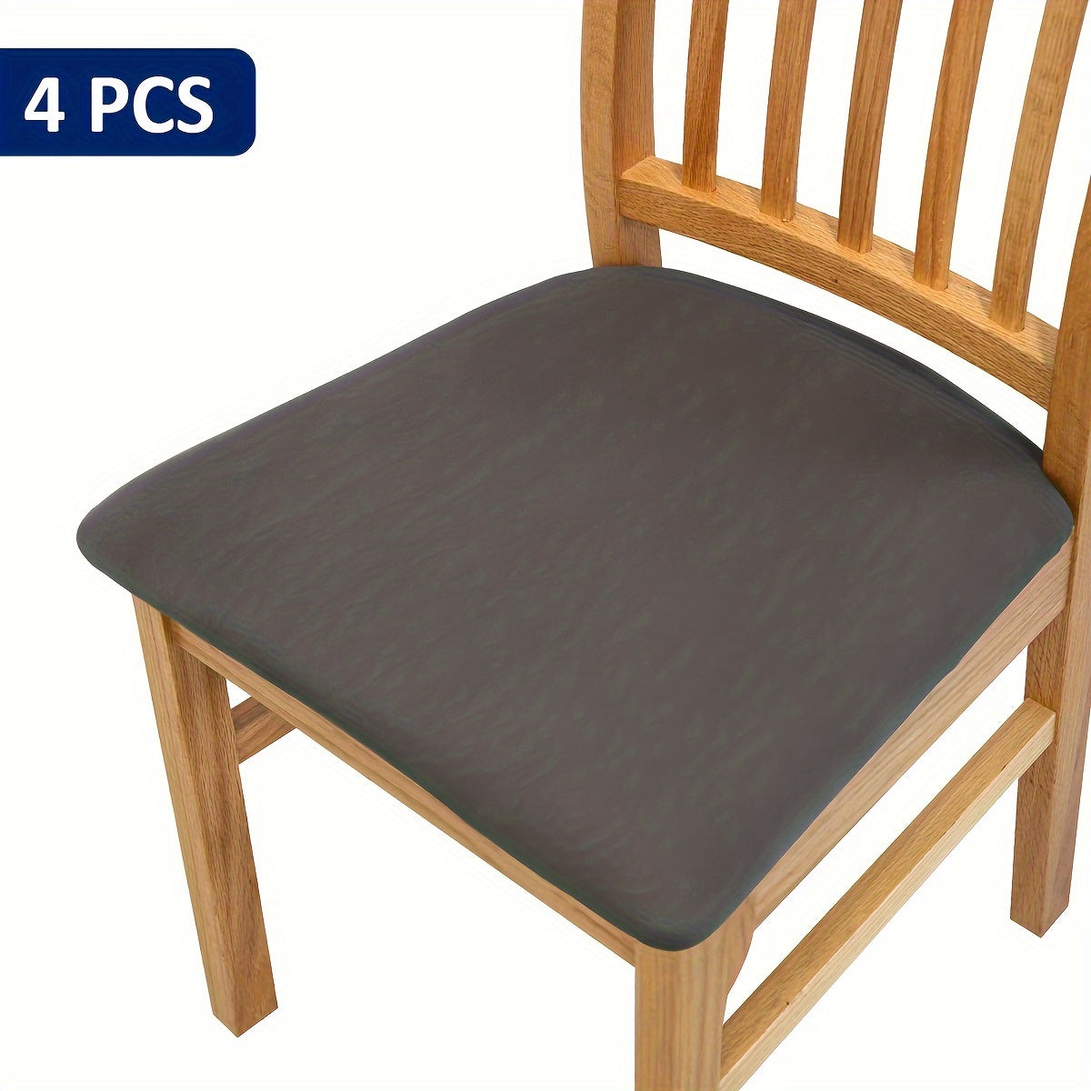 4/6 piece elastic chair cushion cover in various solid colors. Easy to install and ideal for protecting furniture in living rooms, kitchens, and restaurants.