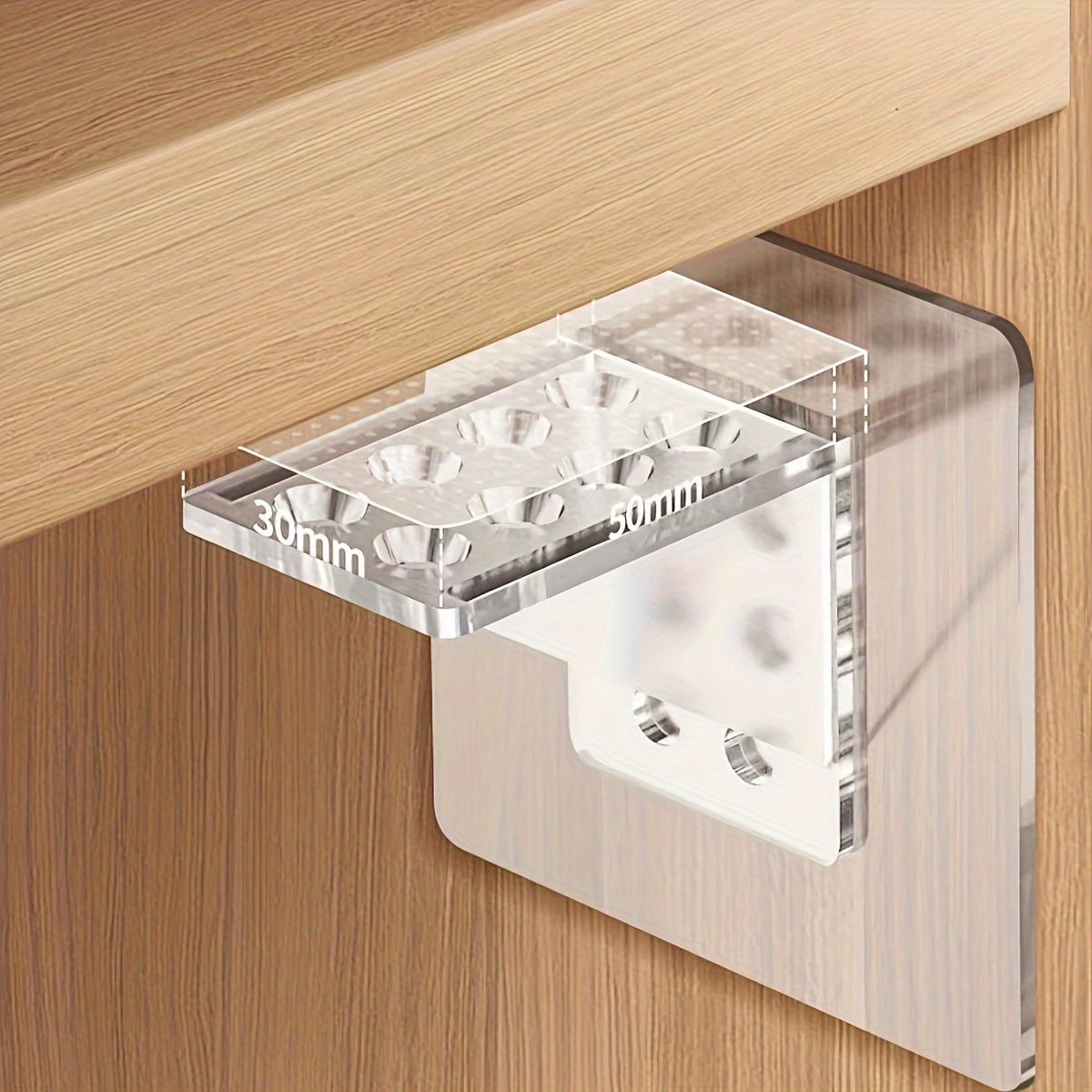 4 pieces of clear self-adhesive shelf support pegs for kitchen cabinets and bookshelves, with strong partition bracket holders for closet organization in the kitchen, bedroom, bathroom, or dorm. Perfect for home organization.