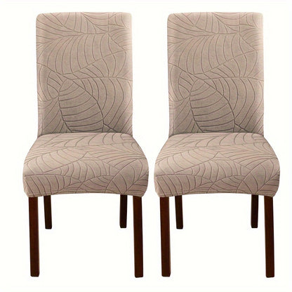 2/4pcs Leaf Jacquard Chair Covers, suitable for various chair sizes. Easy to install, non-slip, and provides protection for chairs in living rooms and kitchens.