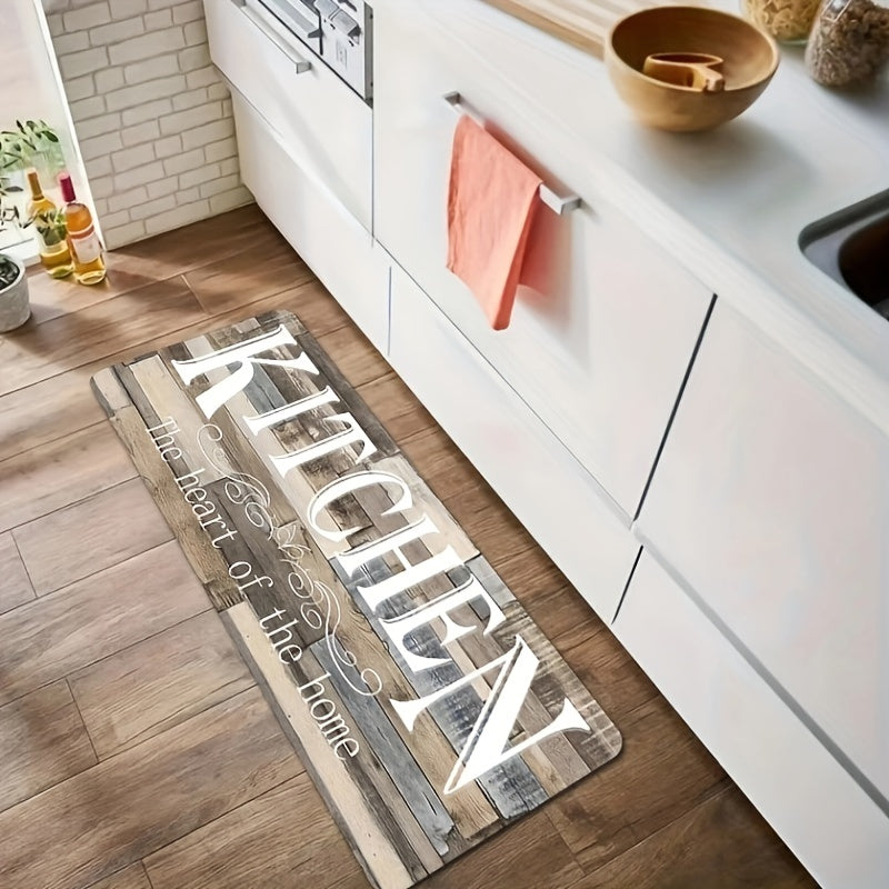 Non-Slip Oil-Proof Kitchen Mat with Creative Monogram Design - Ideal for Indoors or Outdoors Decor, Spring Room Supplies and Home Decorating